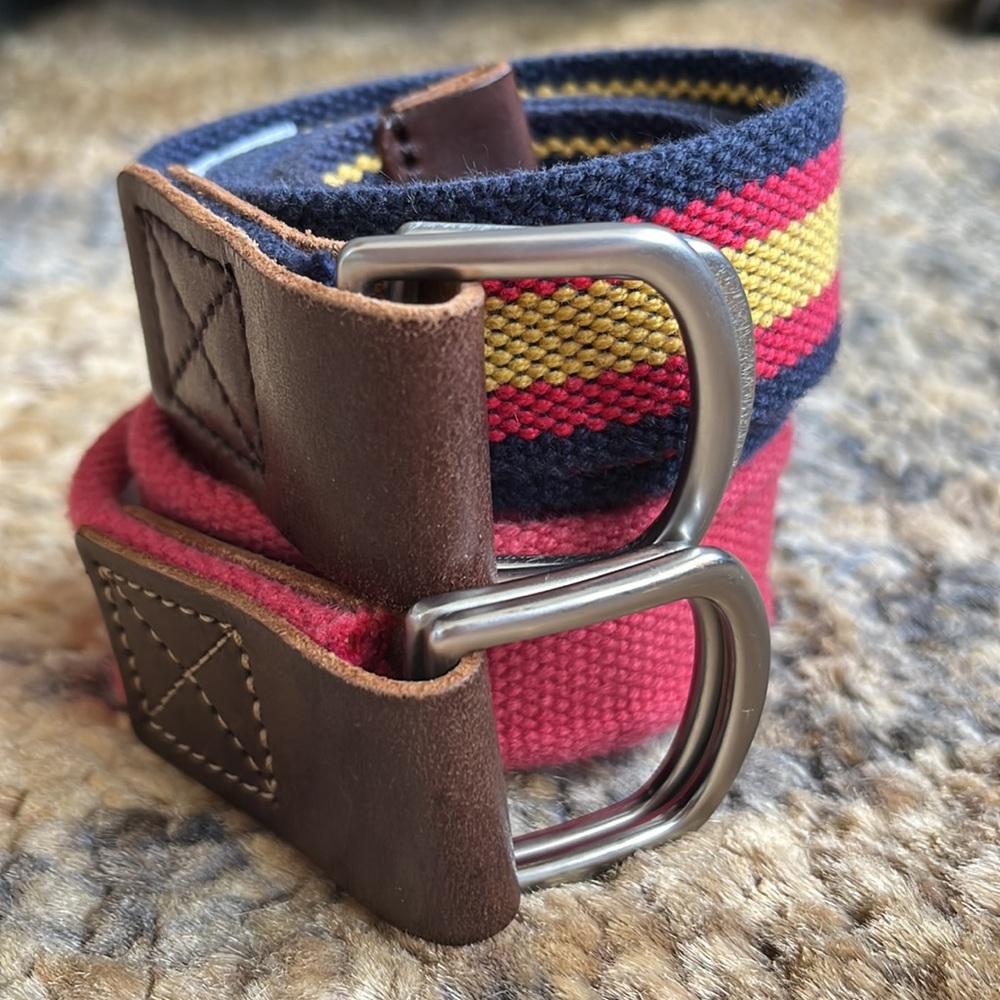 (2) Lands End Embroidered D-ring Belts Boys Medium